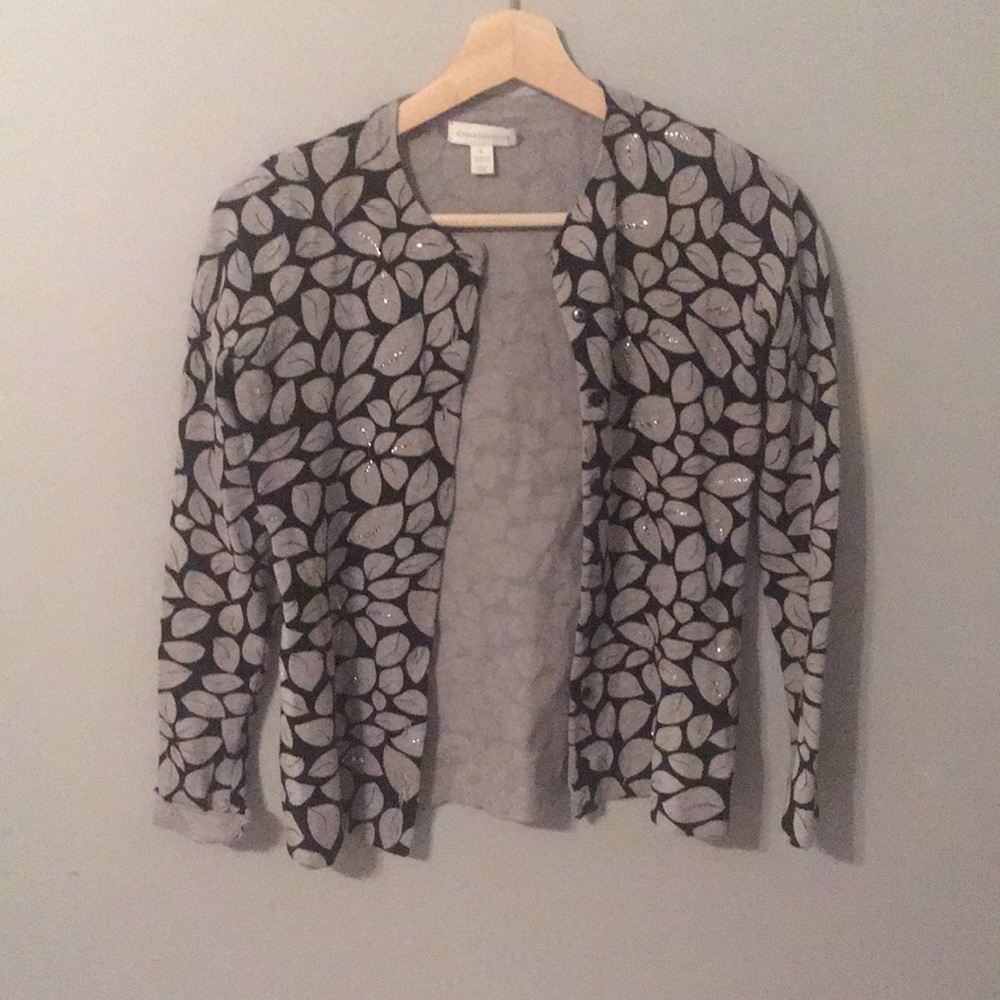 Grey and  black button up cardigan